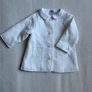 Petit Bateau white textured cotton coat, sz 12 months